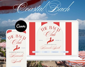 The Bach Club Luxury Bachelorette Website Customizable Itinerary | Hens Weekend, Coastal Theme, Canva Website
