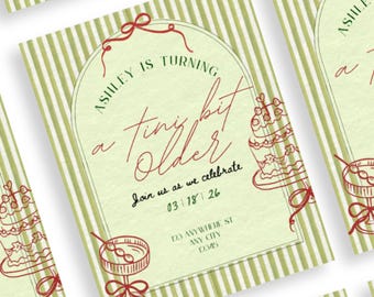 Martini Themed Birthday Invitation, Retro Coquette Party Invite (5x7 Template)