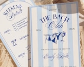 The Bach Club Bachelorette Party Invitation and Itinerary Template Coastal Bachelorette Invite, Last Toast on the Coast Canva Itinerary