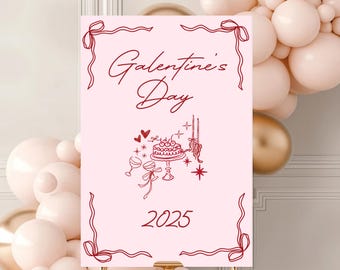 Galentine's Day Party Poster: Girls Night Welcome Sign (Canva Template)