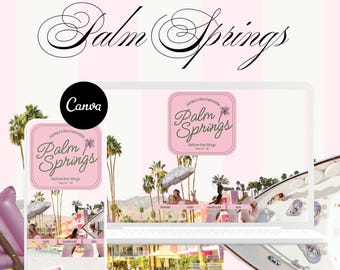 Palm Springs Before the Rings Luxury Bachelorette Website Itinerary Template | Hen Weekend, Canva Customizable