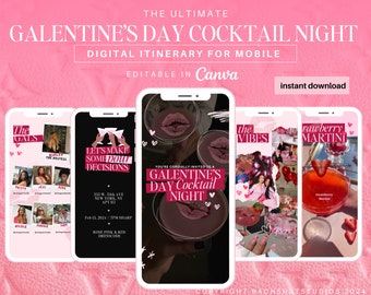 Galentine's Day Cocktail Night Invitation: Editable Canva Template (Digital Download)