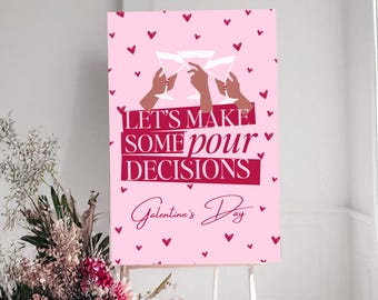 Galentine's Day Party Poster: Pink Cocktail Night Welcome Sign (Canva Template)