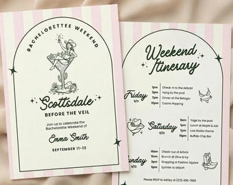 Scottsdale Before the Veil Bachelorette Invitation Template, Cowgirl, Desert Chic Editable Canva Template, Hen Party