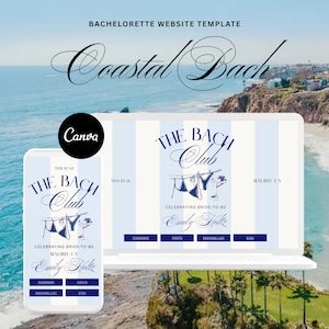 The Bach Club Luxury Bachelorette Website Customizable Itinerary | Hens Weekend, Coastal Theme, Canva Website