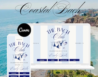 The Bach Club Luxury Bachelorette Website Customizable Itinerary | Hens Weekend, Coastal Theme, Canva Website