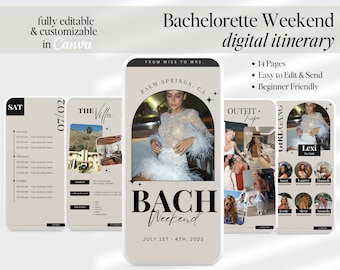 Bachelorette Weekend Itinerary: Editable Canva Travel Planner (Digital Download)