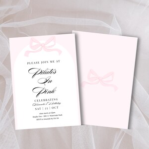 Pilates in Pink Invitation, Pilates Birthday Invite, Pink Wellness Event Flyer, Pilates Party, Editable Canva Template 5x7"