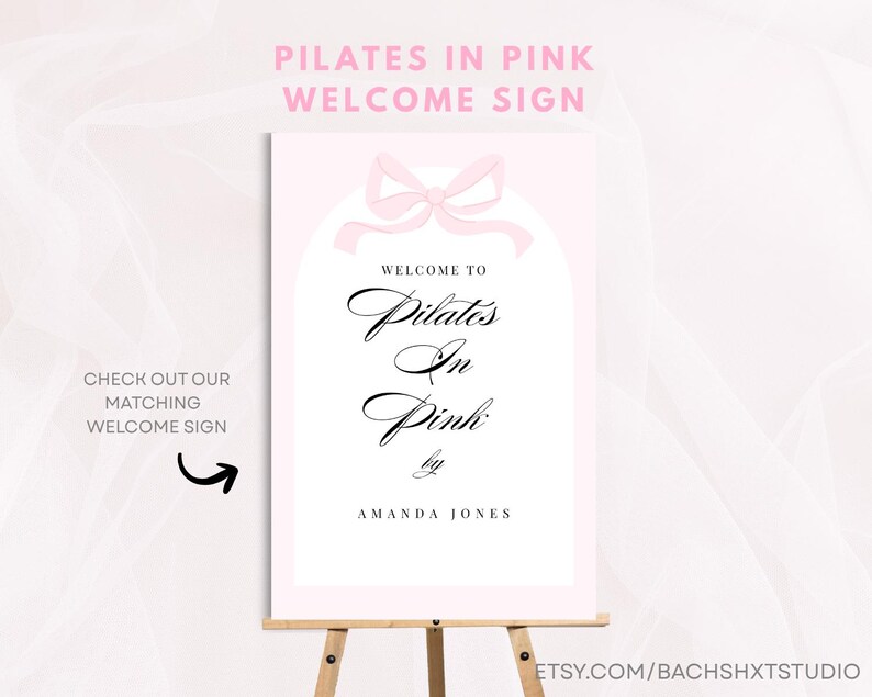 Pilates in Pink Invitation, Pilates Birthday Invite, Pink Wellness Event Flyer, Pilates Party, Editable Canva Template 5x7"