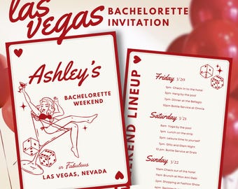 Vegas Bachelorette Invitation: Lucky in Love Casino Theme (5x7" Canva Editable Template)
