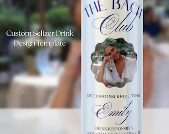 Custom Bach Club Seltzer Can Label Template, Coastal Bachelorette Drink Sticker (Digital Download)