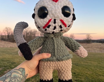 Jason Voorhees | Peluche personnage du vendredi 13 | Slasher du camp de Crystal Lake | Personnage d'horreur | Peluche d'horreur | Personnages slashers