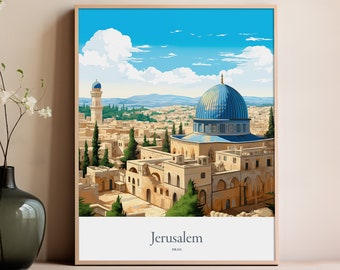 Jerusalem print Jerusalem poster Jerusalem gift Israel souvenir Jerusalem wall art Jerusalem travel poster