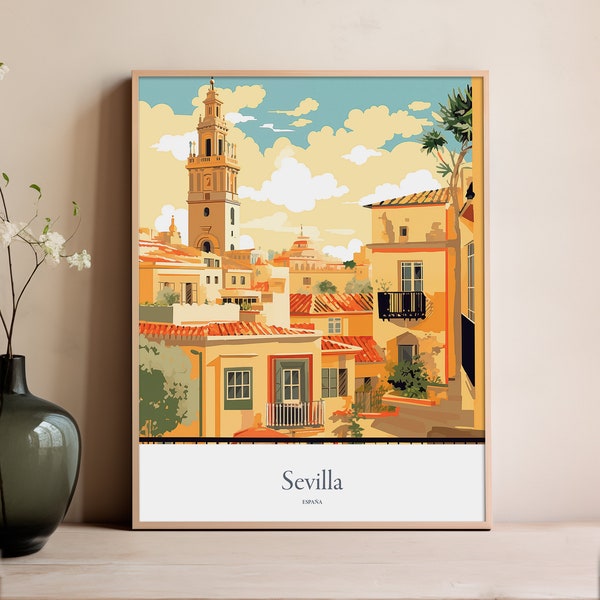 Seville print Seville poster Seville gift Spain souvenir Seville wall art Seville travel poster