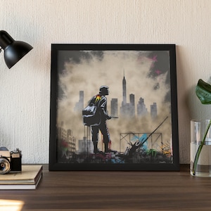NYC バンクシー スタイル ウォール アート デコレーション (プリント 3 枚セット) | 高解像度 300dpi | 3 つのオプションから選択するか、3 つすべてを使用するか選択できます。 | デジタル プリント