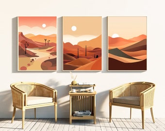 Neutral Desert Tones Boho Arizona Boho Wall Art, Bohemian, Mid Century Modern | Hi-Res 300dpi |  Digital Prints