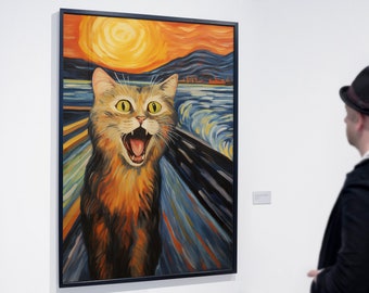 The Purr (Inspired by "The Scream" by Edvard Munch) Bundle (Set of 4 Prints) Cat Art, Proto-Expressionism, Funny Cat Print | Hi-Res 300dpi
