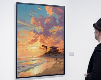 Coastal Sunsets Wall Art Decor (Set of 2 Prints) | Hi-Res 300dpi | 2 Variations | Digital Prints | Ocean, Beach, Tropical, Colorful