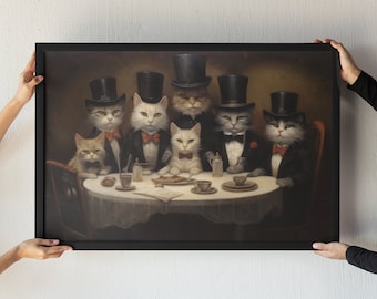 A Fancy Feast | Community Well Respected Cats Wall Art Decor, Funny Cats, Art Gift, Historical Significance | Hi-Res 300dpi | Digital Print