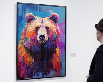 Colorful Grizzly Bear Wall Art Decor | Hi-Res 300dpi | Digital Print