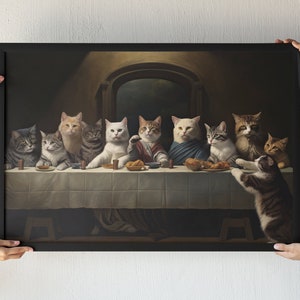 Cats Last Supper V2 Wall Art Decor, Funny Cats, Art Gift, Historic Print | Hi-Res 300dpi | Digital Print