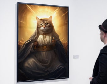 Purrin' Mary | Historical Art Print | Cat Art, Floral Print, Funny Cat print (Set of 2 Prints) | Hi-Res 300dpi