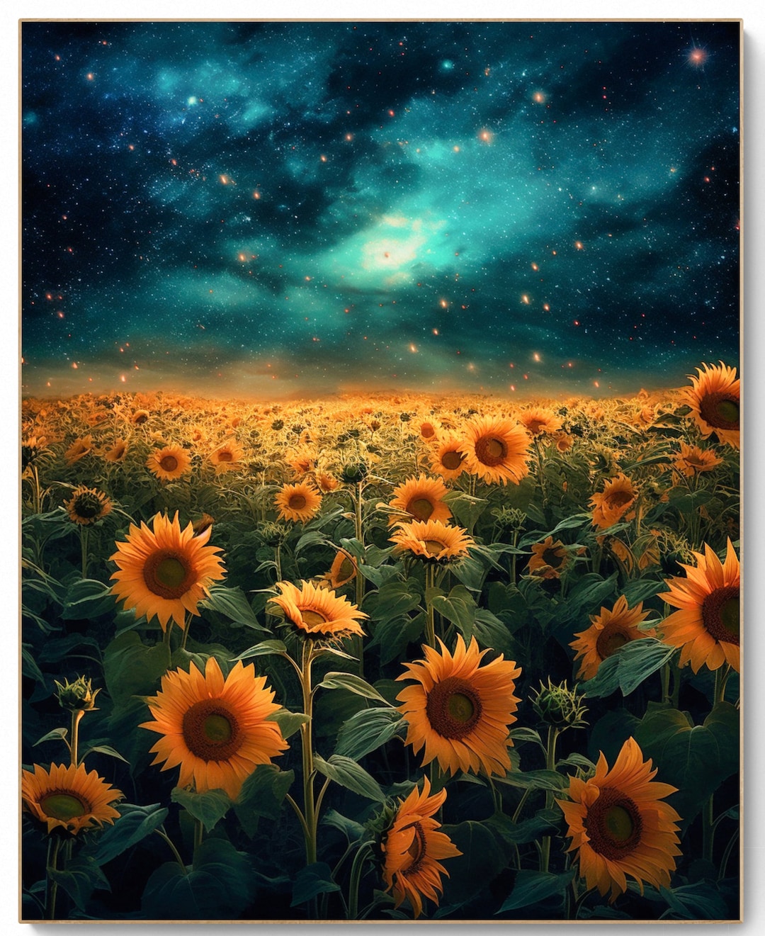 Sunflowers at Night Printable Art Download Printable Wall Etsy