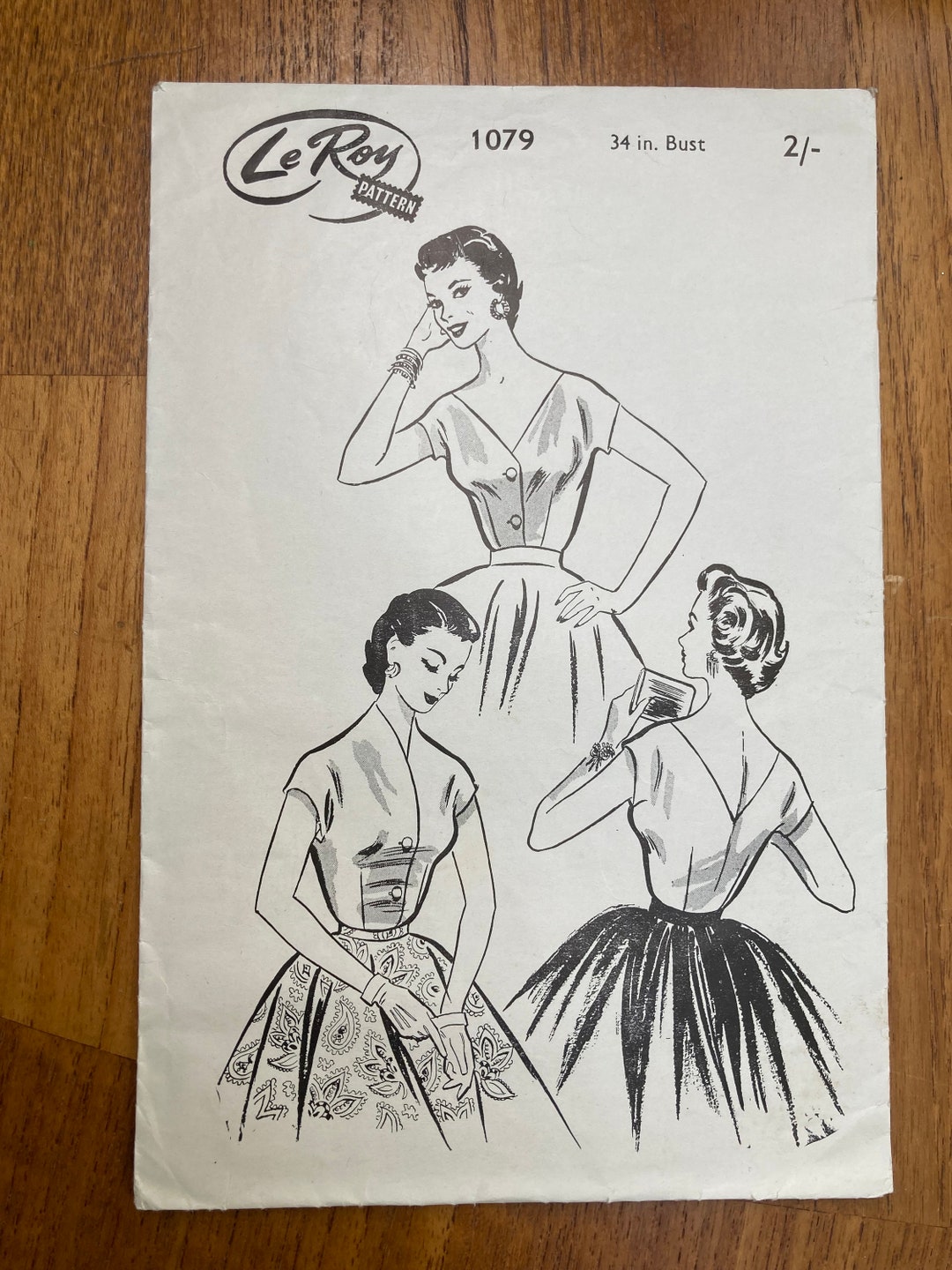 Original Vintage Sewing Pattern Le Roy Pattern Number 1079 1950s Dress ...
