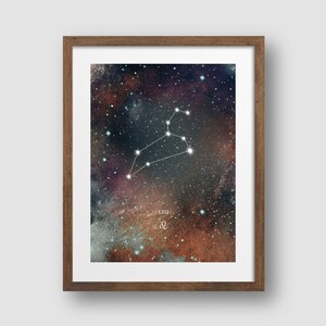 Leo Constellation Zodiac Wall Decor, Galaxy Themed Decor, Astronomy Prints, Star Map Horoscope Wall Art, Constellation Star Sign Prints