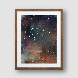 Wassermann Konstellation Druck, Astronomie Celestial Horoskop Wand dekor, Galaxie Sternenkarte, Sternzeichen Sternzeichen Drucke, Junge Mädchen Schlafzimmer Dekor