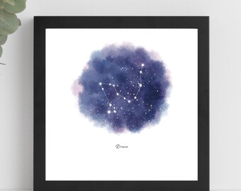 Dragon | Draco Constellation Print | Astronomy Wall Art | Dragon Wall Decor | Horoscope Astrology Themed Decor | Bedroom Poster