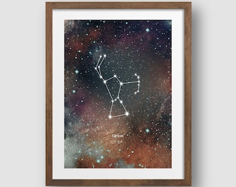 Orion Constellation Print, Hunter Orion Printable Wall Decor, Celestial Astronomy Art Print, Star Map, Orions Belt, Digital Download