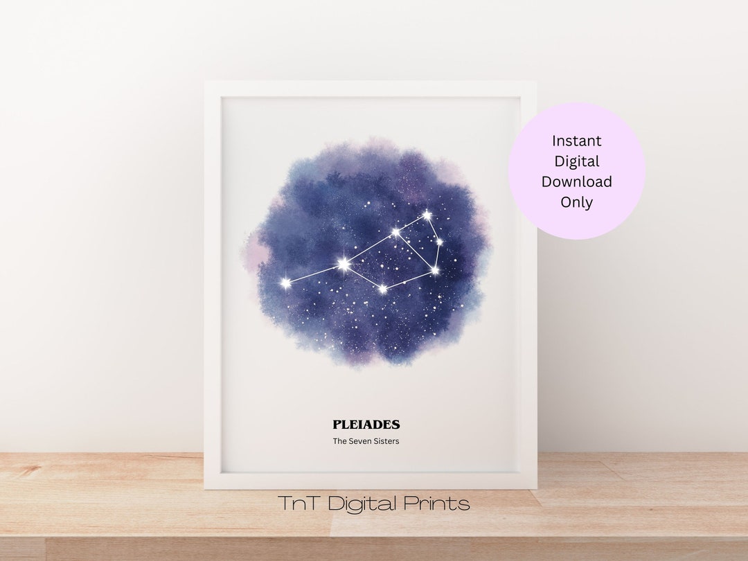 Seven Deocr Pleiades the Seven Sisters Constellation Print Astronomy Celestial ...