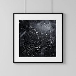Cancer Constellation Poster, Star Map Wall Decor, Astronomy Prints, Night Sky Horoscope Wall Art, Zodiac Constellation Star Sign Prints