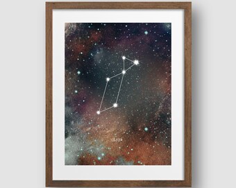 Lyra Constellation Print Digital Download, Lyra the Harp Poster Print for Wall Decor, Horoscope Wall Art, Star Map, Horoscope Astrology