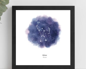 Orion Constellation Astrology Print Horoscope Wall Art Science Gifts for Him Orions Belt Constellation Print Celestial Decor Astronomy Art
