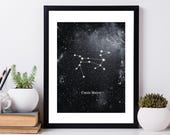 Sirius the Dog Star Canis Major Constellation Print | Galaxy Wall Decor for Bedroom and Office | Astrology Celestial Horoscope Wall Art