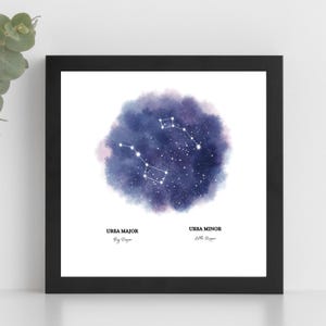 Großer Wagen Kleiner Wagen Sternbild Ursa Major Ursa Minor Dekor Astrologie Himmlisch Horoskop Wanddekoration Galaxie Sterne Karte Wandkunst