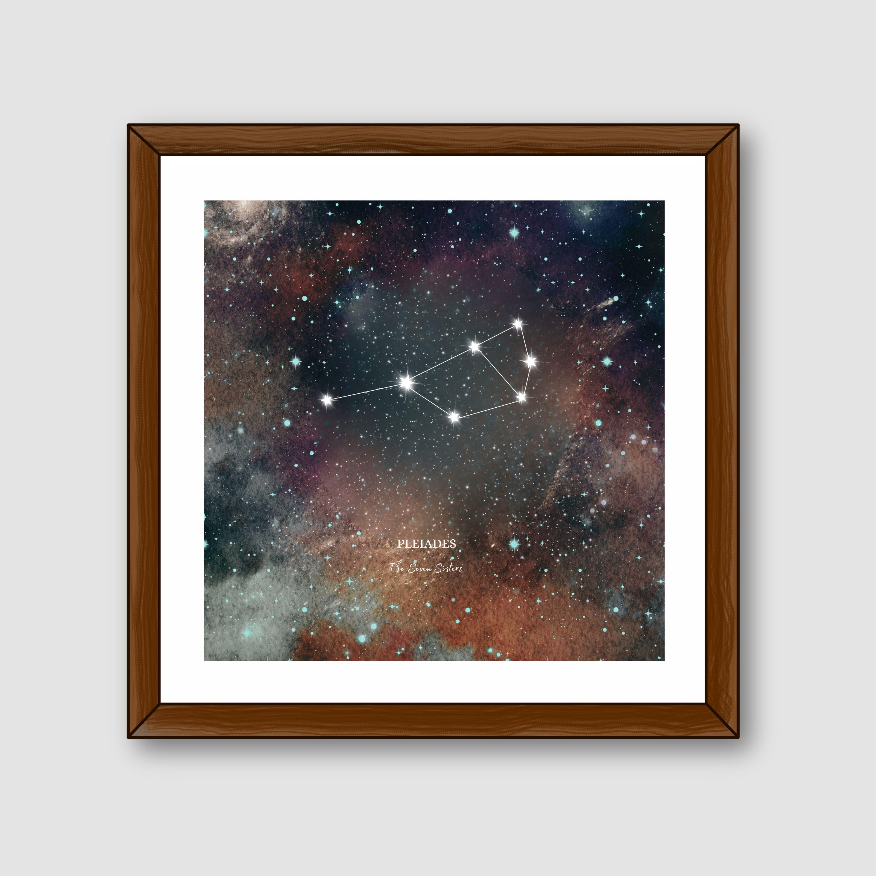 Seven Deocr Pleiades the Seven Sisters Constellation Print Astronomy Celestial ...