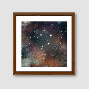 Weegschaal sterrenbeeld print, sterrenbeeld ster hemelse astrologie horoscoop wanddecoratie, ruimte Galaxy nachtelijke hemel sterrenkaart poster, slaapkamerinrichting