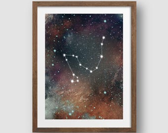 Draco Constellation Art Print, Astronomy Print, Dragon Wall Decor, Horoscope Star Map Poster, Galaxy Wall Art, Celestial Poster