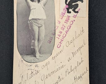 Vintage Stage Performer Postcard – Chicago Studio Stamp – Early Vaudeville / Theater Photo – c.1905