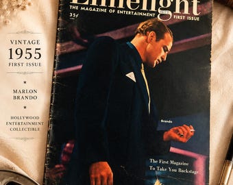 Vintage 1955 Limelight Magazine First Issue | Marlon Brando Cover | Mid Century Hollywood Collectible