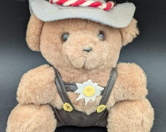 Vintage German Teddy Bear Bavarian Outfit Oktoberfest Bear Plush Toy H. Knauf Germany Souvenir Bear
