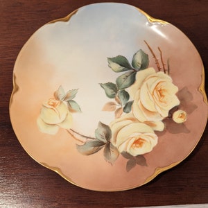 Hand Painted Dinner Plates, Vintage Alice Bavaria Plate, Porcelain Dinner Plate w/Roses