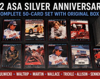 1992 ASA Silver Anniversary Complete 50 Card Set w/ Box Alan Kulwicki Mark Martin Rusty Wallace Darrell Waltrip Bobby Allison Dick Trickle