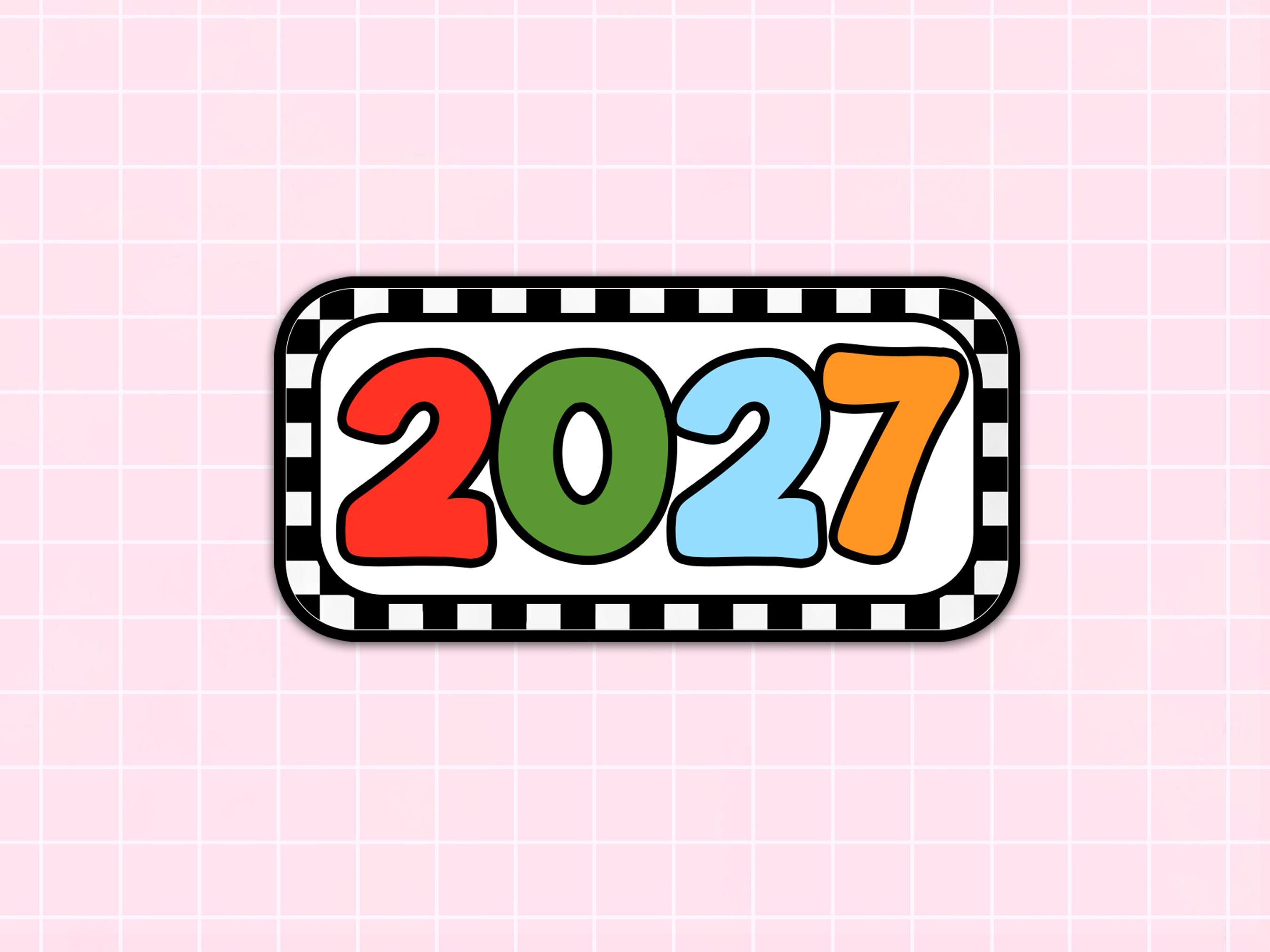 2027 Racing Sticker 2027 STICKER | 2026 Checkered Black White Year Sticker | Happy New Year ...