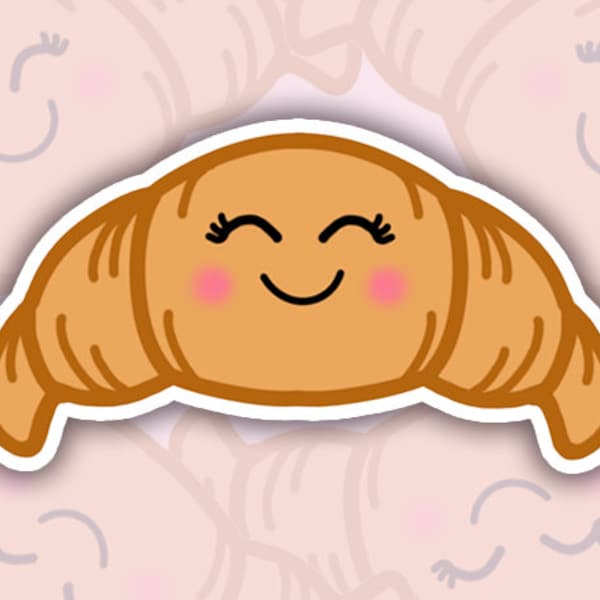 CUTE CROISSANT STICKER | kawaii food | gifts under 5 | fun sticker for laptop, water bottle, journal