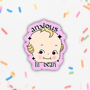 ANXIOUS KEWPIE STICKER | cute sonny angel | retro toy gifts under 5 | funny laptop or water bottle sticker | 80s 90s Y2K kawaii