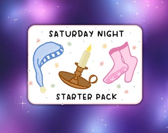 Eepy Sticker | Saturday Night Starter Pack Tired girl gifts | so sleepy | vintage candle holder sleep cap grippy socks cute sticker